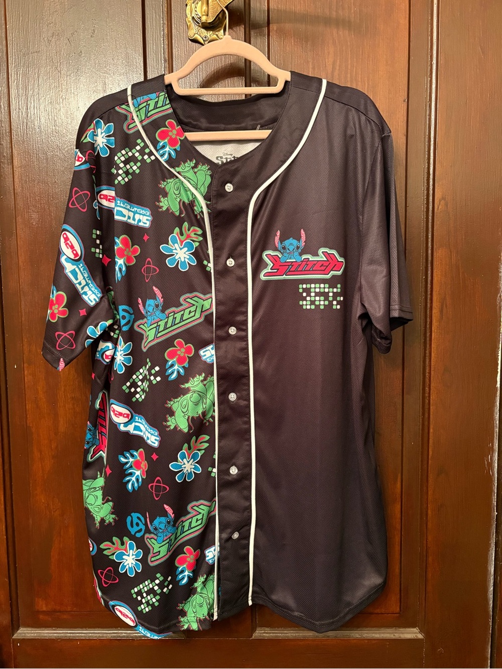 Disney Black Baseball Jersey with Colorful Character Graphics